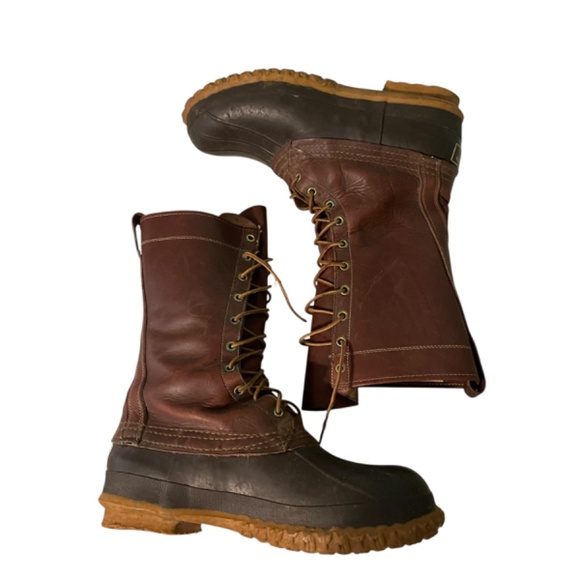 L.L. Bean Vintage 10 Eyelet Lace Up Leather Hunting Duck Boots Size 9 Men's - Picture 5 of 13